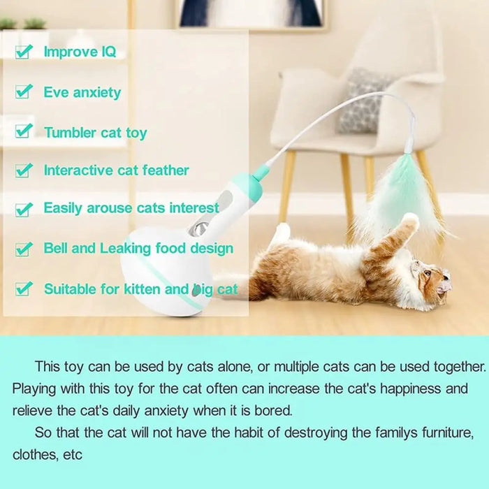 Easy Operation Leak Food Cat Feather Interactive Indoor Bell