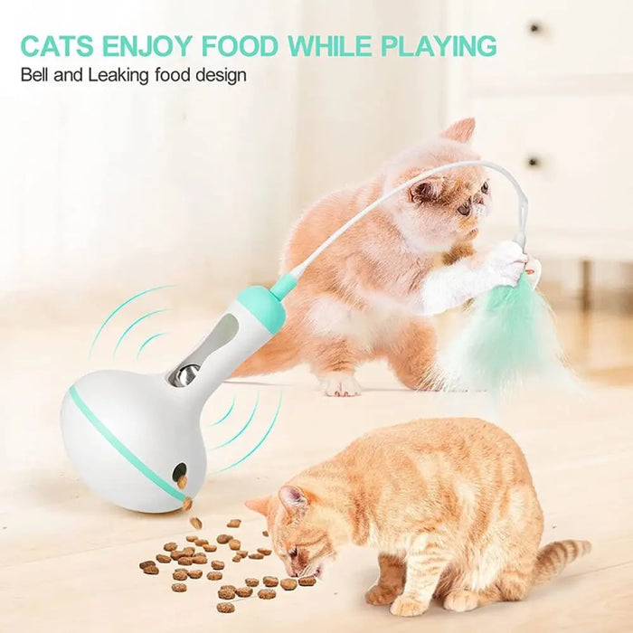 Easy Operation Leak Food Cat Feather Interactive Indoor Bell