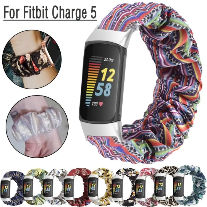 Elastic Fabric Scrunchies Buckle Strap Band For Fitbit