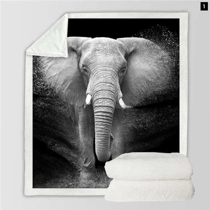 Elephant Sherpa Throw Blanket 3d Printed Animal Bedspread