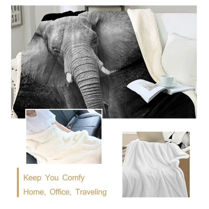 Elephant Sherpa Throw Blanket 3d Printed Animal Bedspread