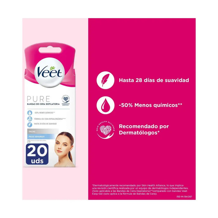 Facial Hair Removal Strips Veet Sensitive Skin 20 Units