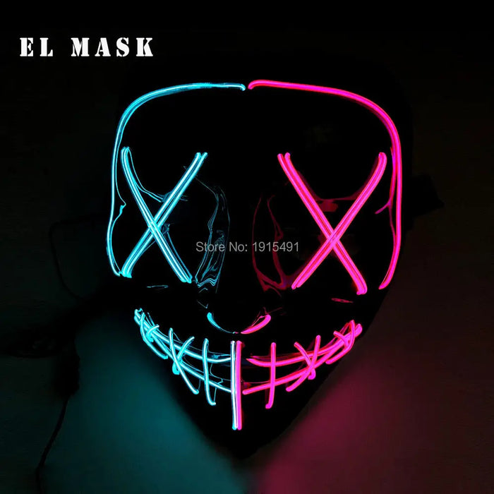 Fashion Carnival Neon Led Mask Halloween El Cold Horror