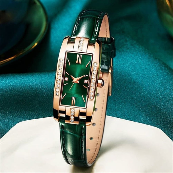 Fashion Diamond Square Watches Women Leather Quartz Watch Elegant Retro Womens Wrist Watch