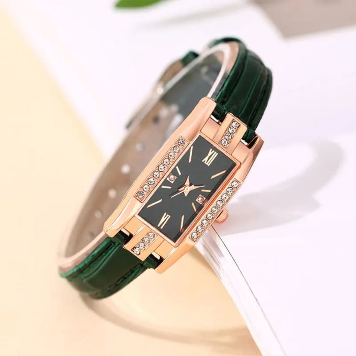 Fashion Diamond Square Watches Women Leather Quartz Watch Elegant Retro Womens Wrist Watch