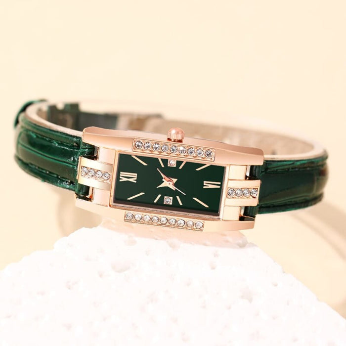 Fashion Diamond Square Watches Women Leather Quartz Watch Elegant Retro Womens Wrist Watch