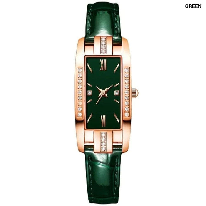 Fashion Diamond Square Watches Women Leather Quartz Watch Elegant Retro Womens Wrist Watch