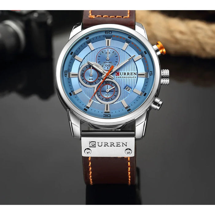 Fashion Leather Strap Quartz Men Watches Casual Date