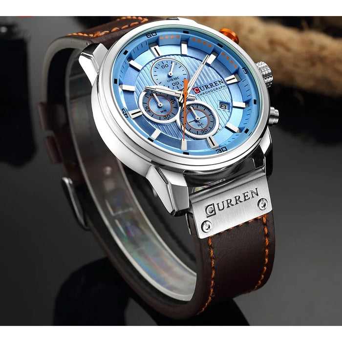 Fashion Leather Strap Quartz Men Watches Casual Date