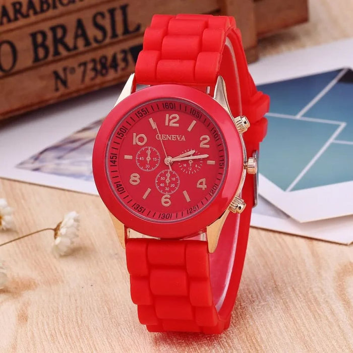 Fashion Women Watches Elegant Red Silicone Quartz Watch Luxury Ladies Clock For Girls