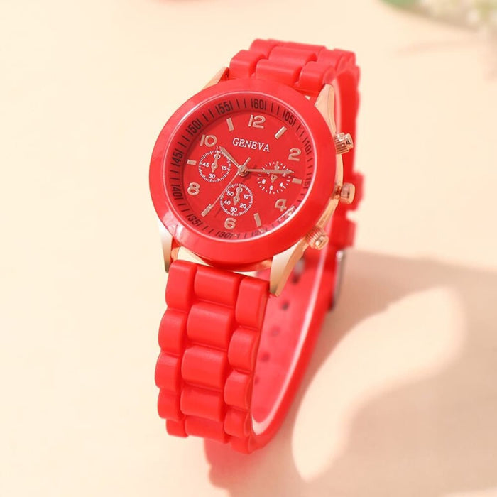 Fashion Women Watches Elegant Red Silicone Quartz Watch Luxury Ladies Clock For Girls