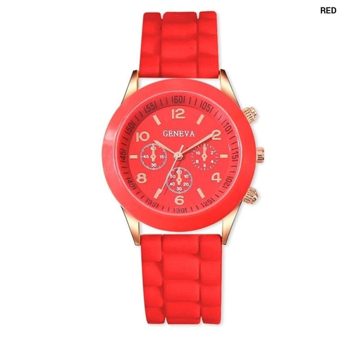 Fashion Women Watches Elegant Red Silicone Quartz Watch Luxury Ladies Clock For Girls