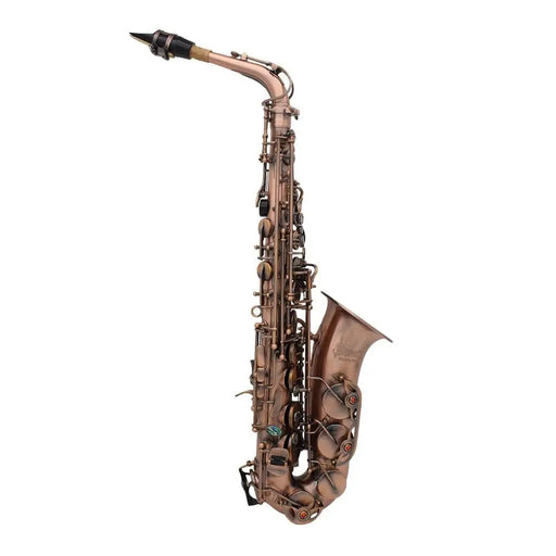 Eb E-flat Alto Saxophone Sax Red Bronze Bend Abalone Shell