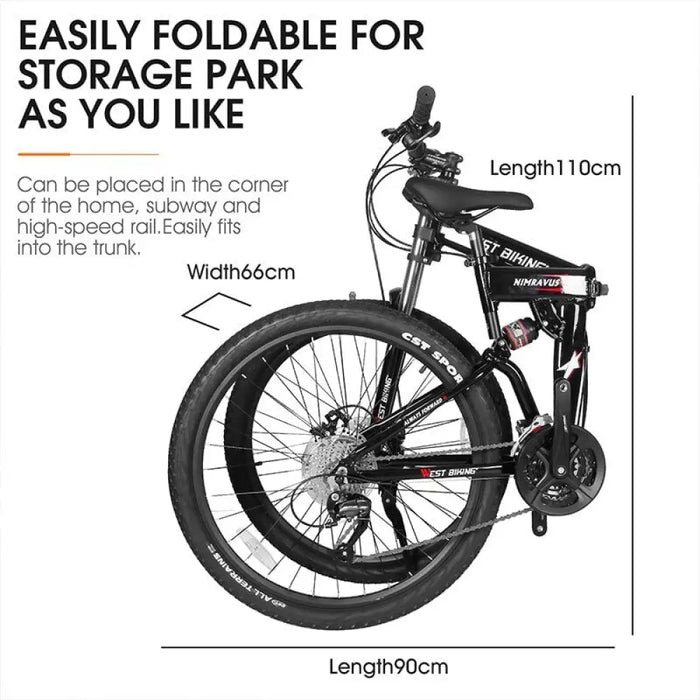 Foldable 27.5 Inch Mountain Bike 27 Speed Double Shock