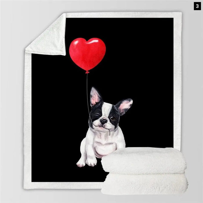 French Bulldog Sherpa Blanket Cute Puppy Furry Red Balloon