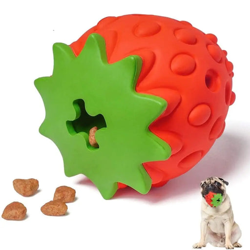 Eco-friendly Rubber Food Leaking Strawberry Shaped Dog Chew