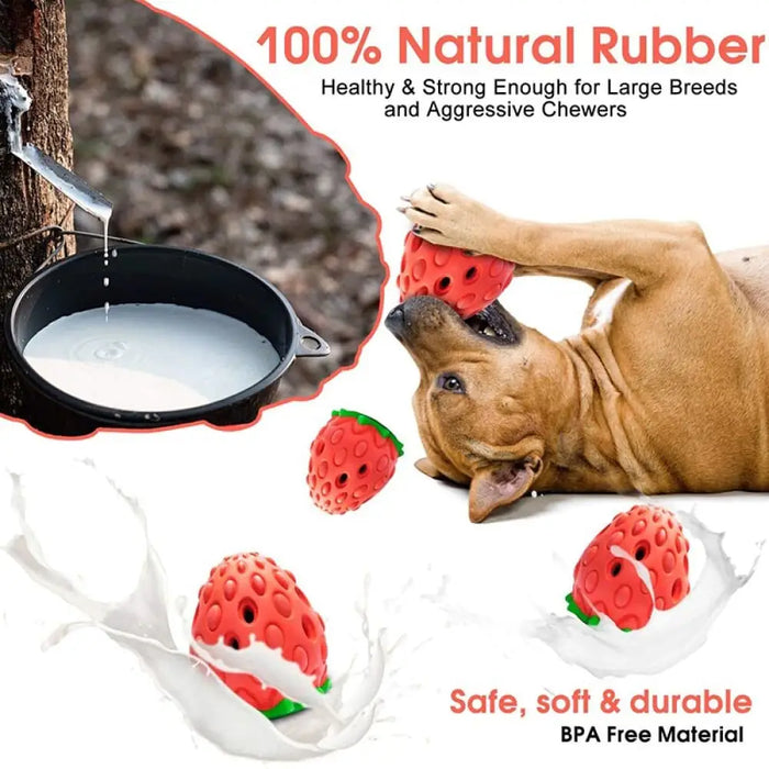 Eco-friendly Rubber Food Leaking Strawberry Shaped Dog Chew