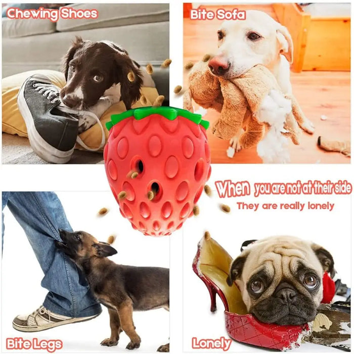 Eco-friendly Rubber Food Leaking Strawberry Shaped Dog Chew