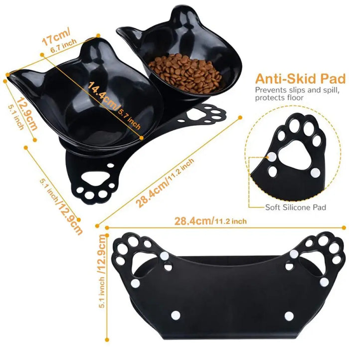 Eco-friendly Tilted Removable Food Water Pet Feeder Bowls