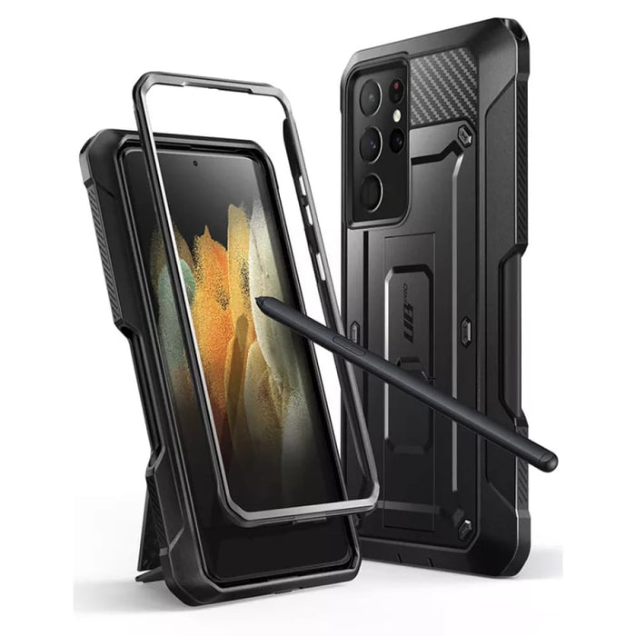 Full-Body Dual Layer Rugged Holster Kickstand Case With S Pen Slot For Samsung Galaxy S21 Ultra 5G