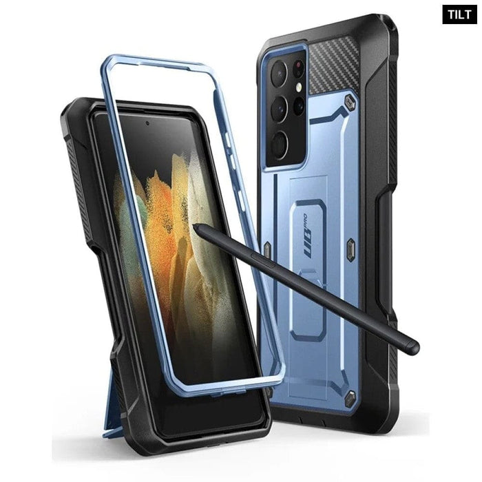 Full-Body Dual Layer Rugged Holster Kickstand Case With S Pen Slot For Samsung Galaxy S21 Ultra 5G