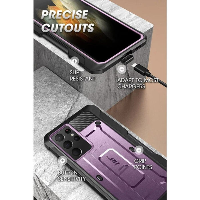 Full-Body Dual Layer Rugged Holster Kickstand Case With S Pen Slot For Samsung Galaxy S21 Ultra 5G