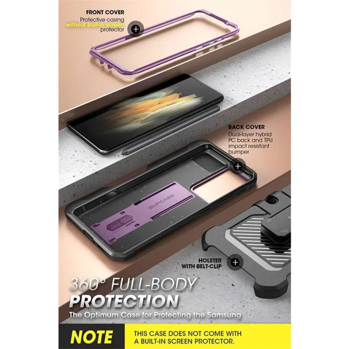 Full-Body Dual Layer Rugged Holster Kickstand Case With S Pen Slot For Samsung Galaxy S21 Ultra 5G