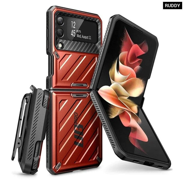 Full-Body Dual Layer Rugged Protective Case with Holster For Samsung Galaxy Z Flip 3 (2021 Release)