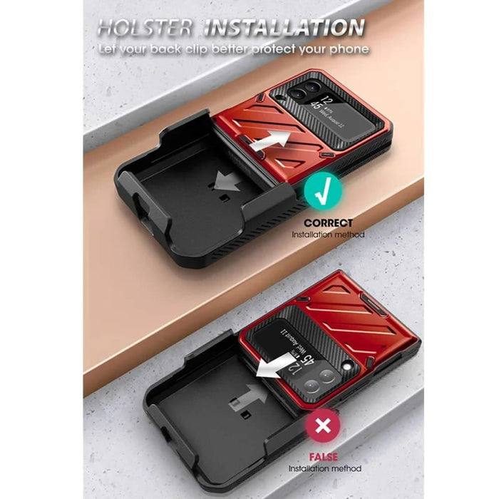 Full-Body Dual Layer Rugged Protective Case with Holster For Samsung Galaxy Z Flip 3 (2021 Release)