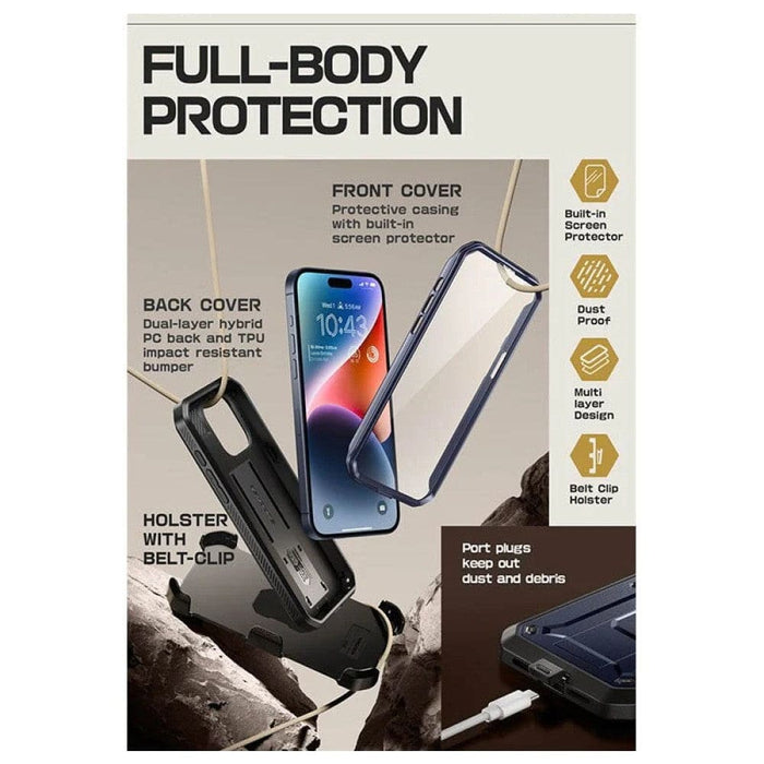 Full-Body Heavy Duty Rugged Case with Built-in Screen Protector For iPhone 15 Pro Max