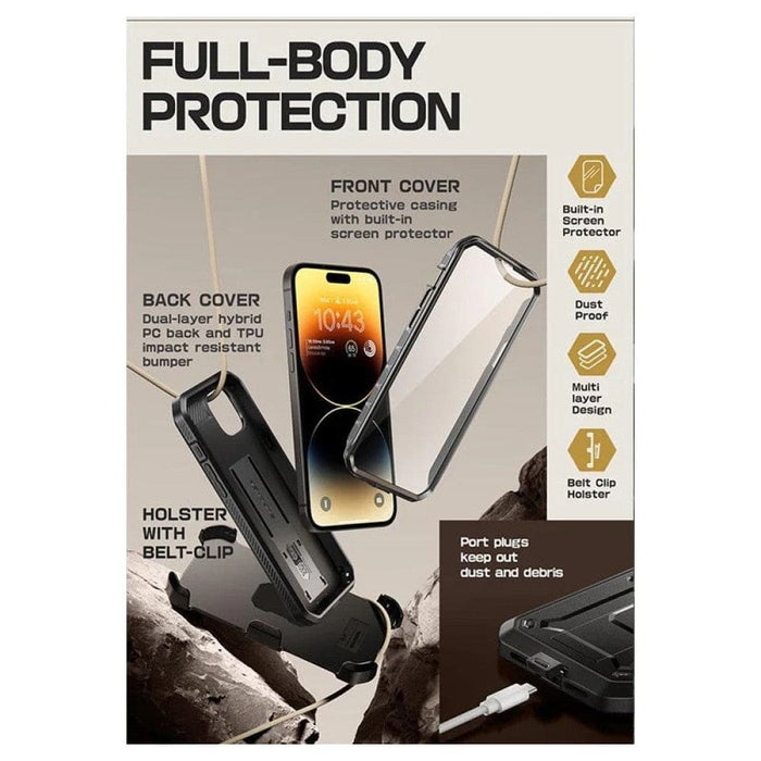 Full-Body Heavy Duty Rugged Case with Built-in Screen Protector For iPhone 15 Plus