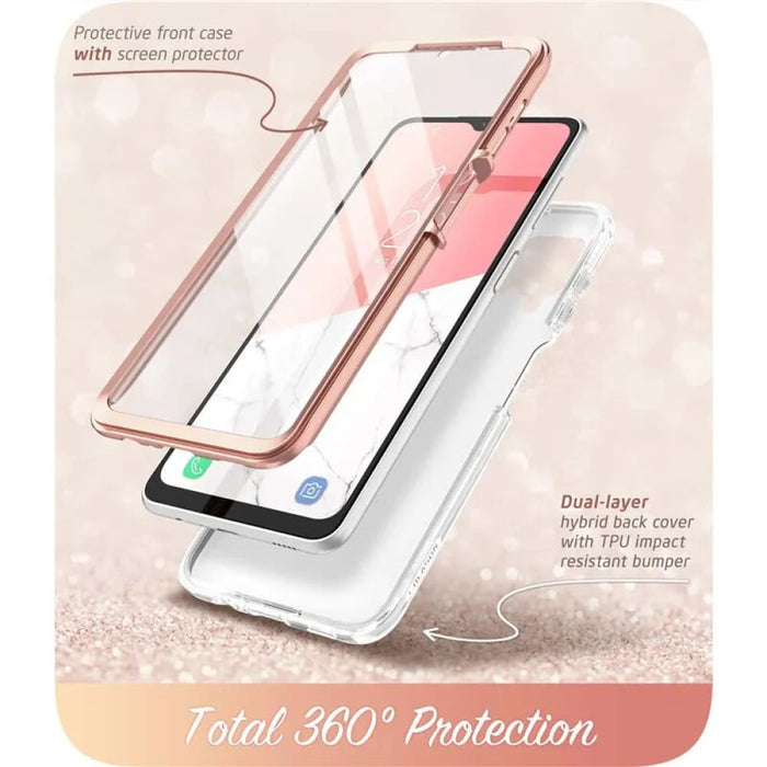 Full-Body Marble Rugged Cover With Built-in Screen Protector For Samsung Galaxy A12