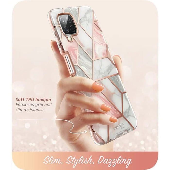 Full-Body Marble Rugged Cover With Built-in Screen Protector For Samsung Galaxy A12