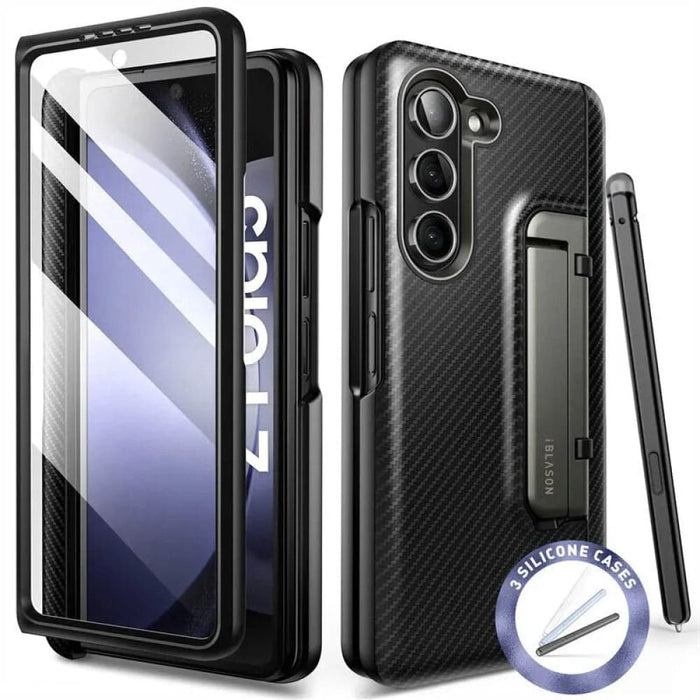 Full-Body Protective Bumper Case with 3Pcs Silicone Pen Covers For Samsung Galaxy Z Fold 5 (2023)