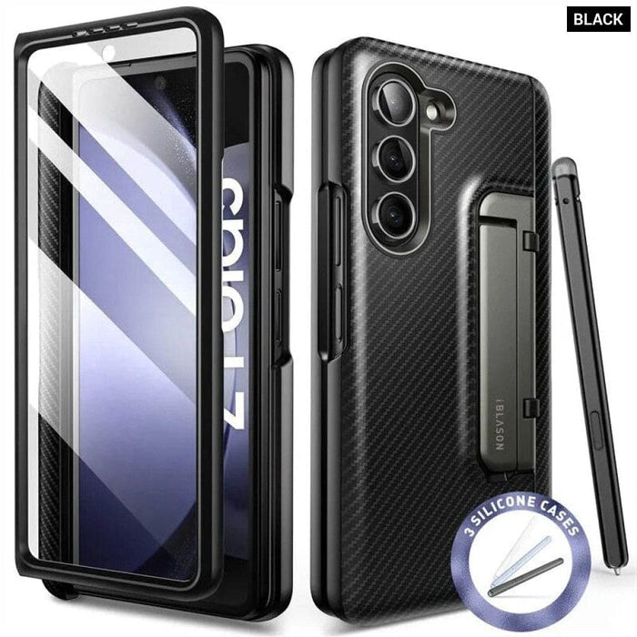 Full-Body Protective Bumper Case with 3Pcs Silicone Pen Covers For Samsung Galaxy Z Fold 5 (2023)