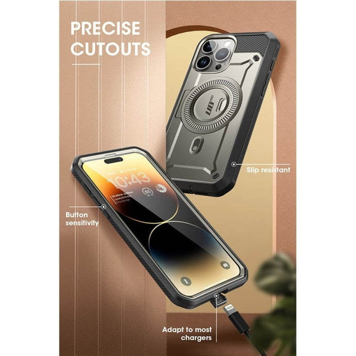 Full Body Rugged Case with Built-in Kickstand Screen Protector For iPhone 15 Pro Max