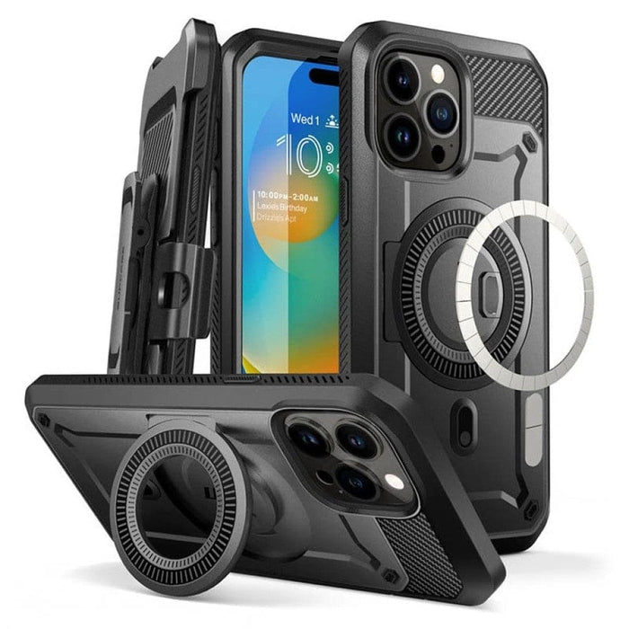 Full Body Rugged Case with Built-in Kickstand Screen Protector For iPhone 15 Pro Max