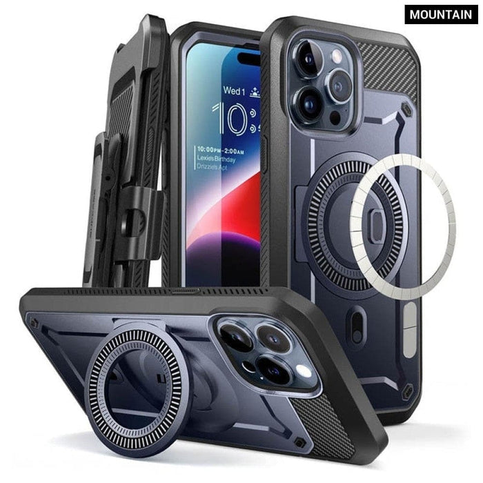 Full Body Rugged Case with Built-in Kickstand Screen Protector For iPhone 15 Pro Max