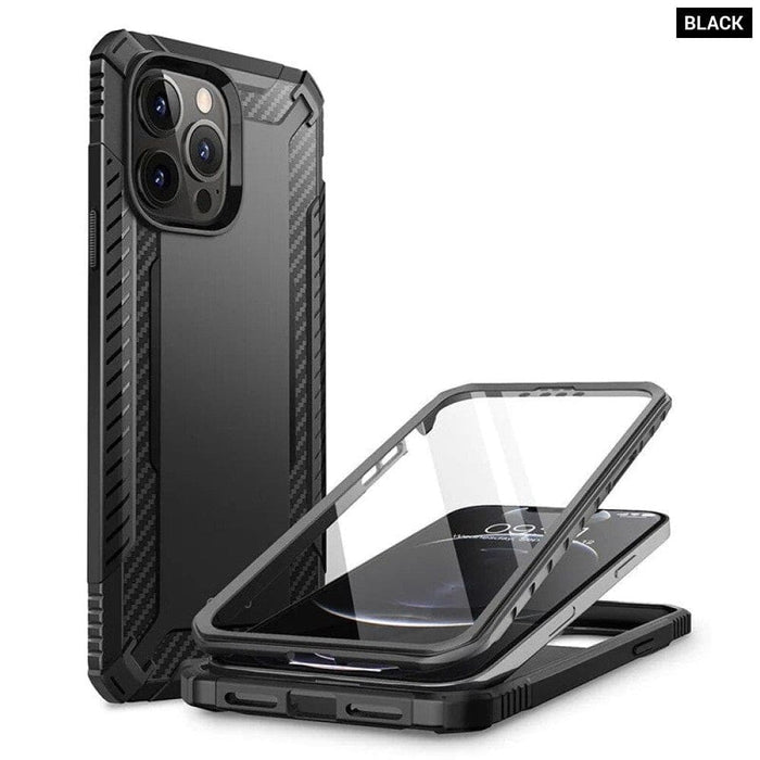 Full-Body Rugged Dual Layer Bumper Case With Built-in Screen Protector For iPhone 13 Pro Max