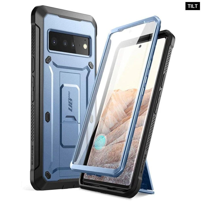 Full-Body Rugged Holster & Kickstand Case with Built-in Screen Protector For Google Pixel 6 Pro