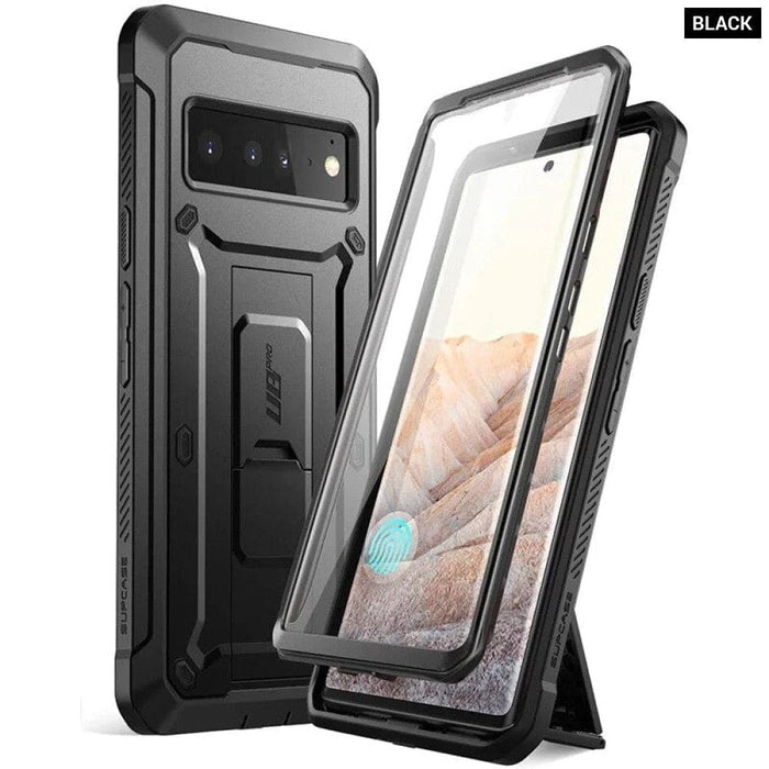 Full-Body Rugged Holster & Kickstand Case with Built-in Screen Protector For Google Pixel 6 Pro