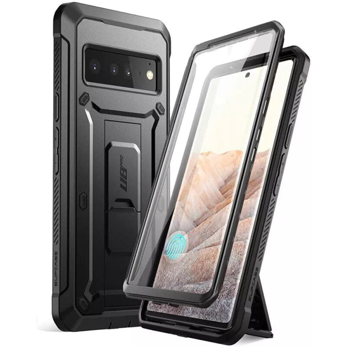 Full-Body Rugged Holster & Kickstand Case with Built-in Screen Protector For Google Pixel 6 Pro