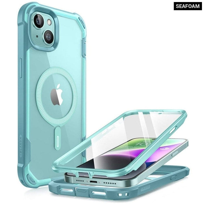 Full-Body Shockproof Rugged MagSafe Case with Built-in Screen Protector For iPhone 15 Plus