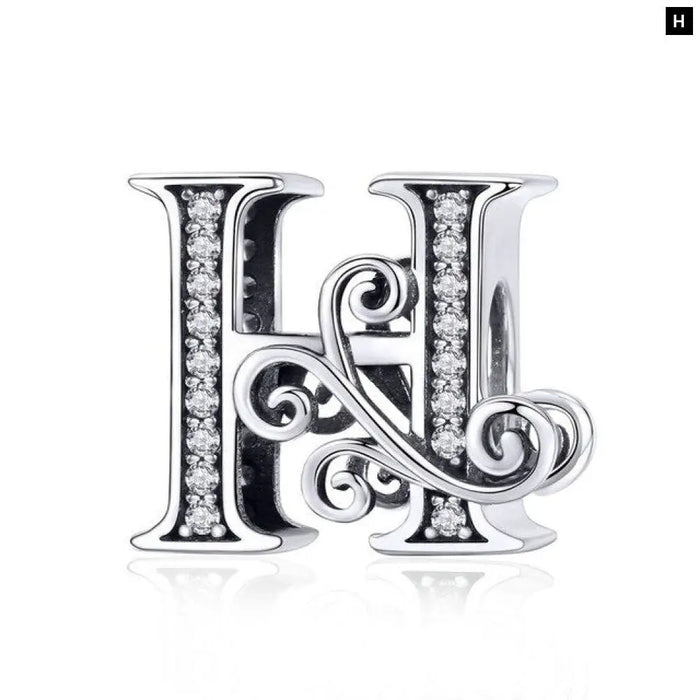Funny 925 Sterling Silver Diy Letter Alphabet Metal Beads