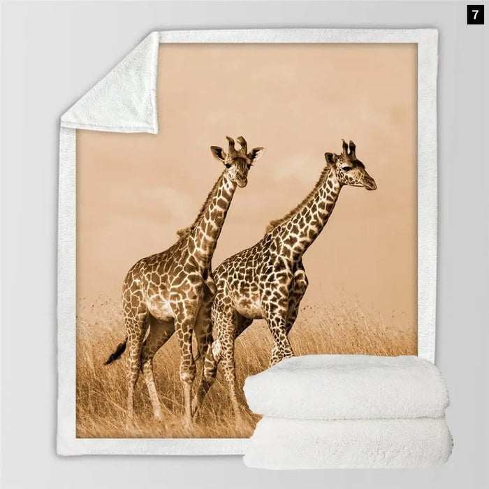 Funny Giraffe Sherpa Blanket Animals Blankets For Beds