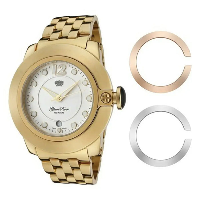 Glam Rock Gr32055 Ladies Quartz Watch White 44mm