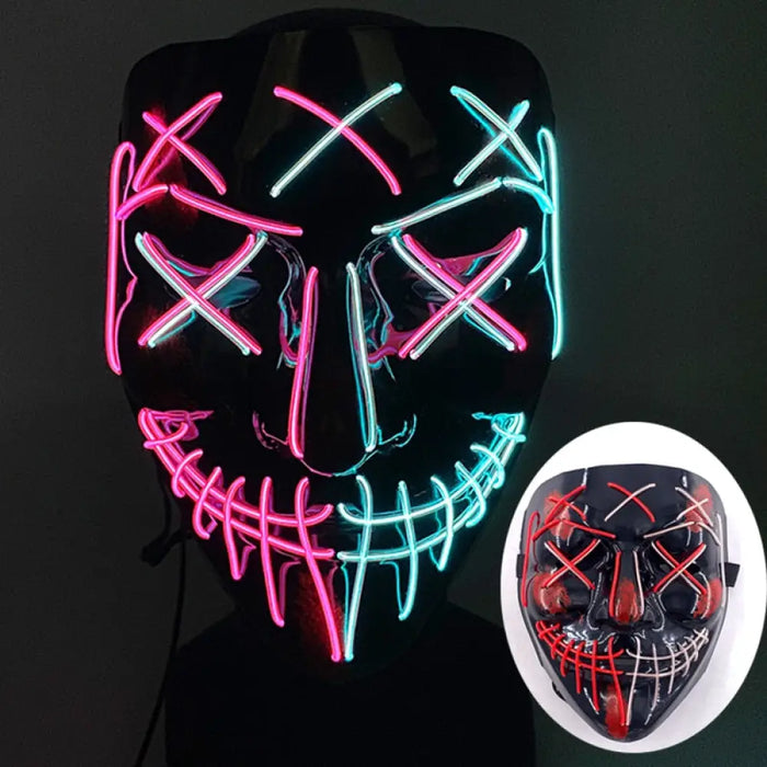 Glowing Cosplay El Wire Neon Mask Scary Skull Masquerade