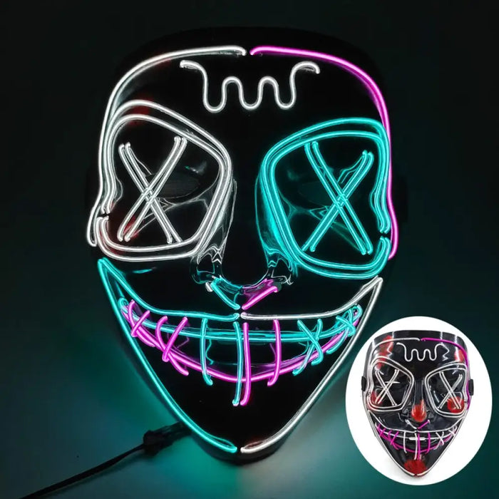 Glowing Cosplay El Wire Neon Mask Scary Skull Masquerade