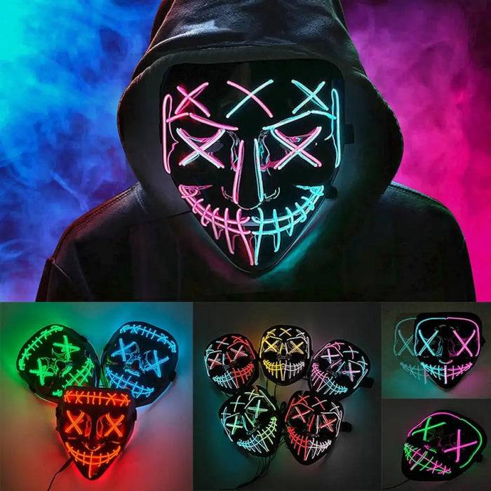 Glowing Cosplay El Wire Neon Mask Scary Skull Masquerade