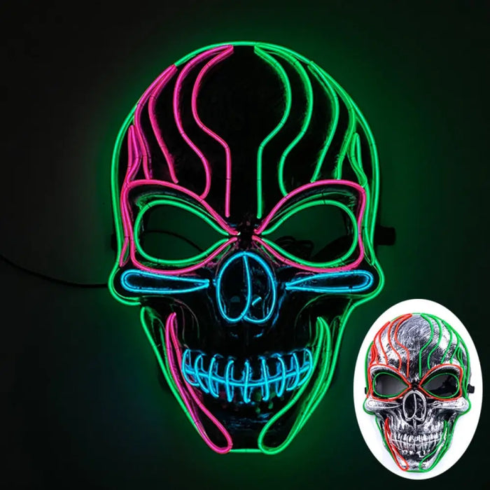 Glowing Neon Horror Skull Mask Party Decor Luminous